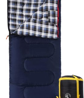 REDCAMP Cotton Flannel Sleeping Bag for Camping Backpacking, Adults Cold Weather Envelope Sleeping Bags with 2/3/4lbs Filling