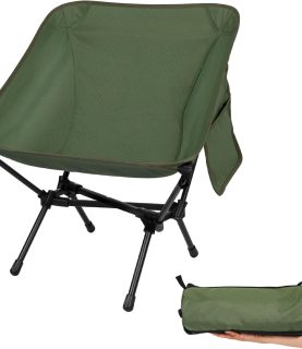 Ultralight Camping Chair, Portable Folding Backpacking Chair, Compact Camping Chair with Carry Bag for Outdoor Camp Hiking Backpack Beach Travel (Green)